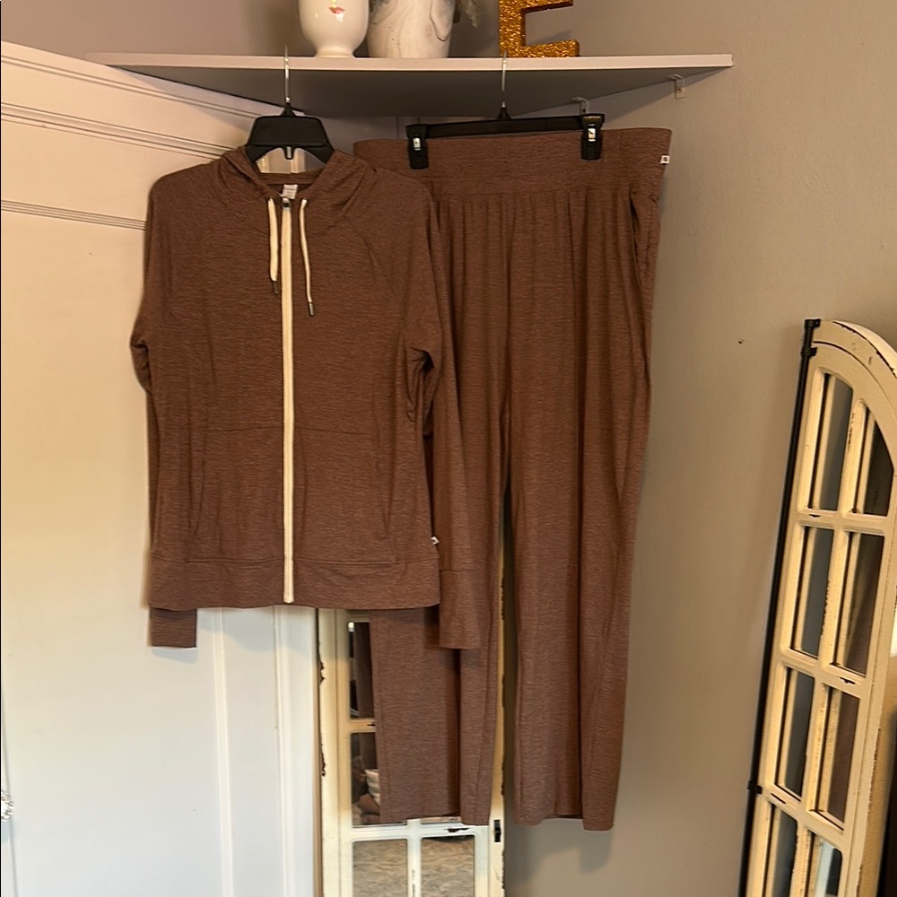 Brown Hoodie and Pants Set